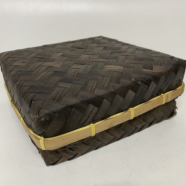 BOX, Dark Brown Woven Bamboo Small